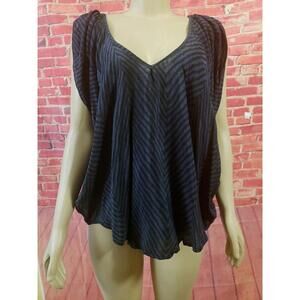 Chelsea Flower Women's Tank Top Size XS Striped Silk Blue/Black Oversized